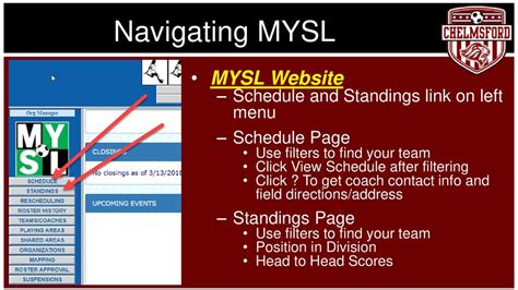 mysl schedule and standings.